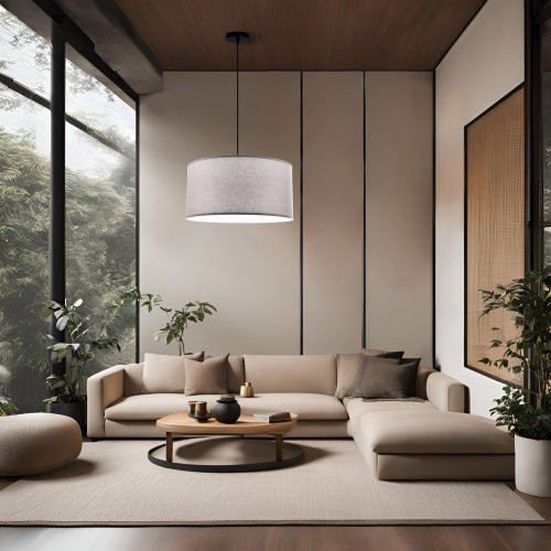 Závesná lampa SHANTI čierna 1x40W E27 tienidlo sivá