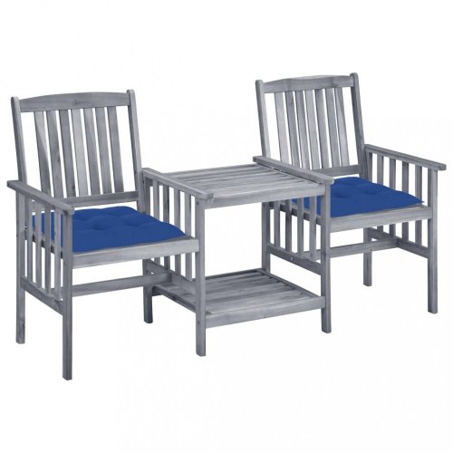 Zahradní židle se stolkem akácie / látka Dekorhome - BAREVNÁ VARIANTA: Tmavě modrá