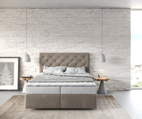 Boxspring postel Dream-Great 140x200 cm mikrovlákno béžová s matrací