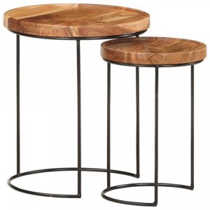 Odkládací stolek 2 ks dřevo / kov Dekorhome