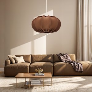 Skandinávská závěsná lampa CAFEE' s moka hnědým stínidlem 52 cm - minimalistické stropní osvětlení v japonském stylu E27