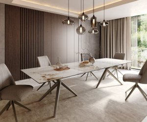 Jídelní stůl Edge 300x100 keramický Minas Melange bílo-béžový