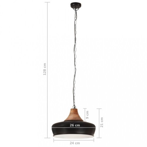 Závěsná lampa černá / mangovníkové dřevo Dekorhome - ROZMĚR: 35 cm