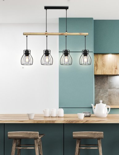 Závesná lampa čierna 4x60W Bernita - POSLEDNÝ KUS