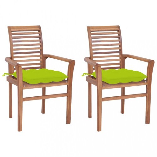 Zahradní jídelní židle s poduškou 2 ks teak Dekorhome - BAREVNÁ VARIANTA: Zelená