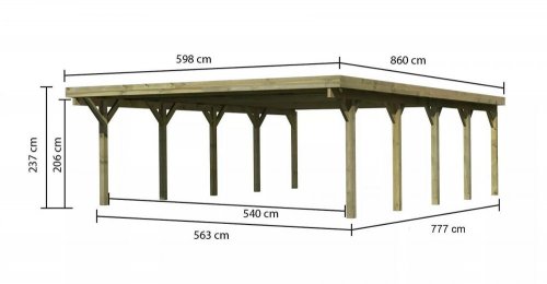 Dřevěný přístřešek / carport CLASSIC 3A s plechy Dekorhome