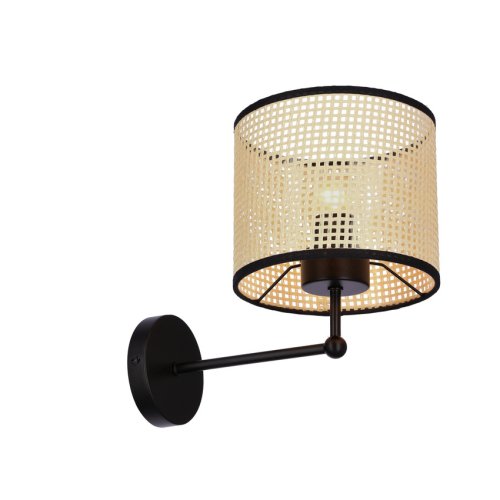 TOPI čierna nástenná lampa 1x40W E27 krémové tienidlo