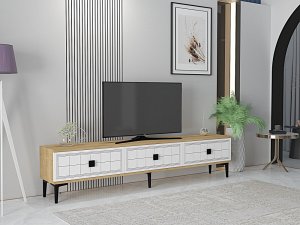 TV stolek Yuka 180 - Sapphire Oak, White