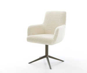 Jídelní židle Heira-Flex s područkami plyšový manšestr béžová