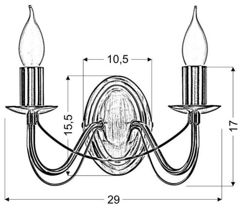 Dvojitá nástenná lampa 2xE14 patinovaná MUZA