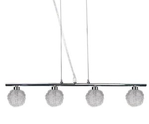 Závěsná lampa chromovaná skleněná koule v opletení 4x40W Wind