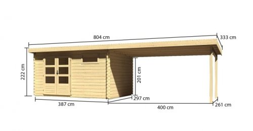Dřevěný zahradní domek BASTRUP 8 s přístavkem Dekorhome
