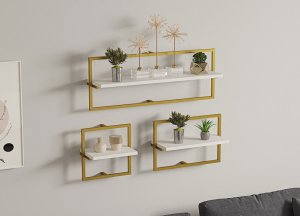 Nástenná polica Yeso - White Gold