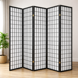 Paravan 5 dílný SC01-5 BK Dekorhome