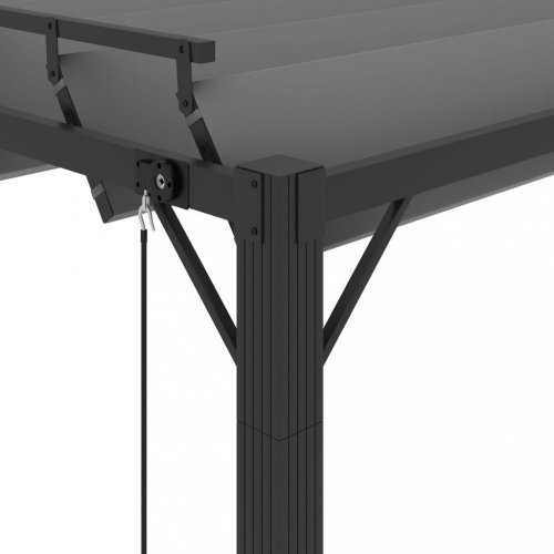 Pergola s lamelovou střechou 3 x 4 m hliník / látka Dekorhome - BAREVNÁ VARIANTA: Šedá