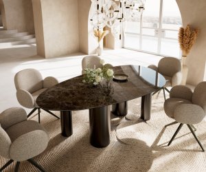 Jedálenský stôl Edge oválny 220x120 keramika Laminam® Emperador Extra