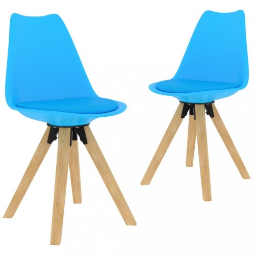 Jídelní židle 2 ks plast / umělá kůže / buk Dekorhome - BAREVNÁ VARIANTA: Světle modrá