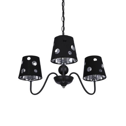 Čierna závesná lampa s lustrom 3xE14 Batley Ledea
