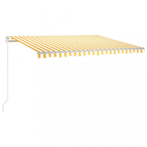 Ručně zatahovací markýza s LED světlem 400x350 cm Dekorhome - BAREVNÁ VARIANTA: Bílá / žlutá