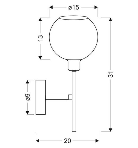 Nástenná lampa Raul chrómová s bielym skleneným tienidlom