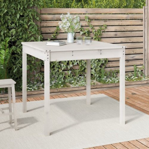 Zahradní stůl bílý 82,5 x 82,5 x 76 cm masivní borové dřevo