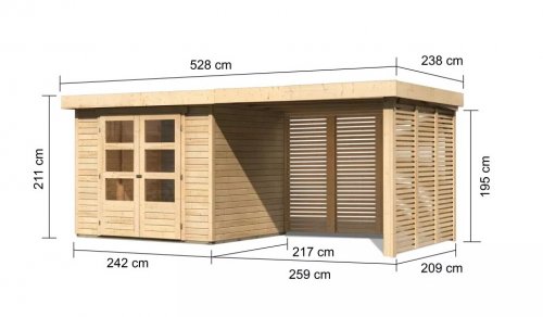 Dřevěný zahradní domek ASKOLA 3 s přístavkem Dekorhome