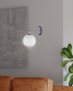 Larix Nástenná lampa chrómová, 1x40W, E27, biele tienidlo