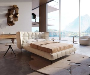 Čalúnená posteľ Capujo 140x200 cm bouclé bielo-krémová