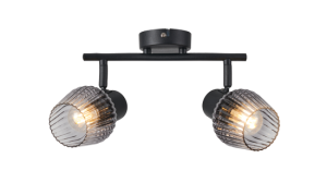 MITURA lampa sufitowa czarny 2x40W E27 klosz dymiony