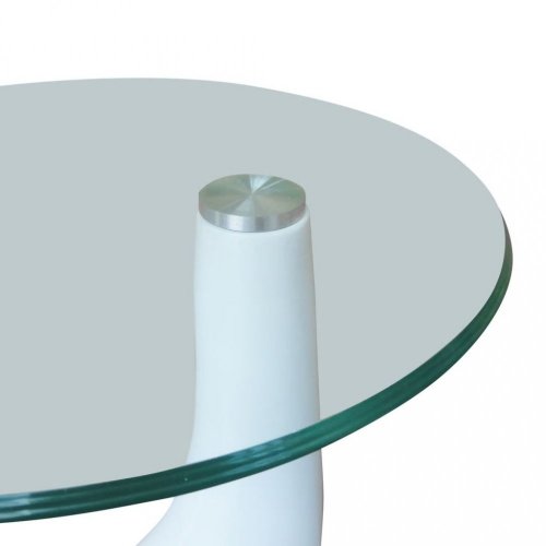 Konferenční stolek laminát / sklo Dekorhome - BAREVNÁ VARIANTA: Bílá lesk