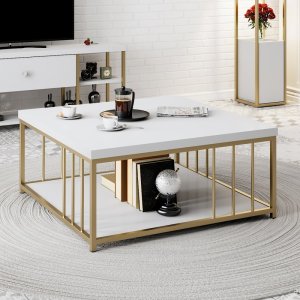 Konferenčný stolík Zenn - White, Gold