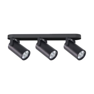 Stropná lampa Gary, čierna, tienidlo 3x15W GU10, čierne