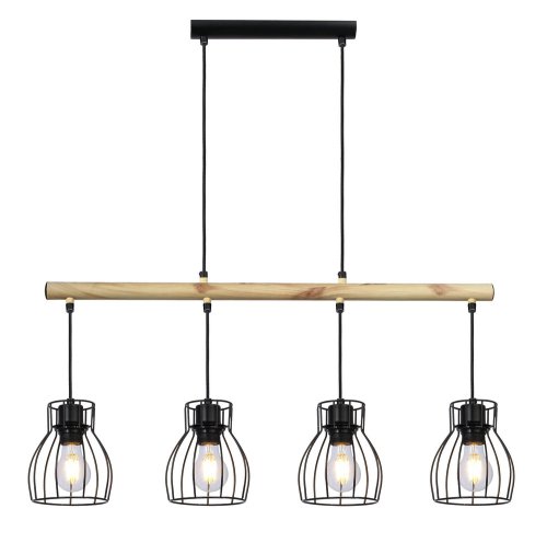 Závesná lampa čierna 4x60W Bernita - POSLEDNÝ KUS
