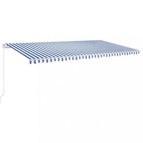 Ručně zatahovací markýza s LED světlem 600x350 cm Dekorhome - BAREVNÁ VARIANTA: Bílá / modrá