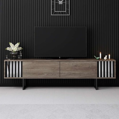 TV stolek Chrome Line - Walnut, Black