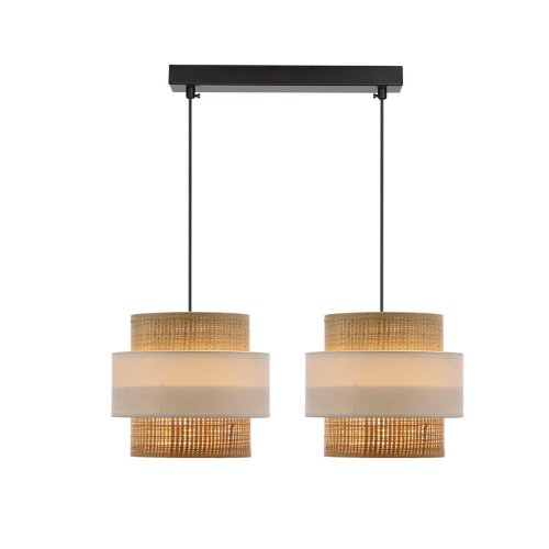 Závesná lampa z ratanu 2x40W E27 tienidlo biela+krémová