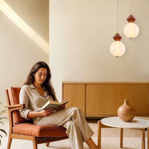 FLORES lampa wisząca mosiężny+brązowy 7W LED 3000K klosz biały