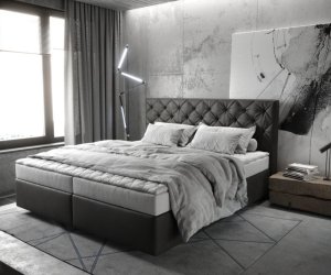Boxspring postel Dream-Great 180x200 cm imitace kůže antracitová