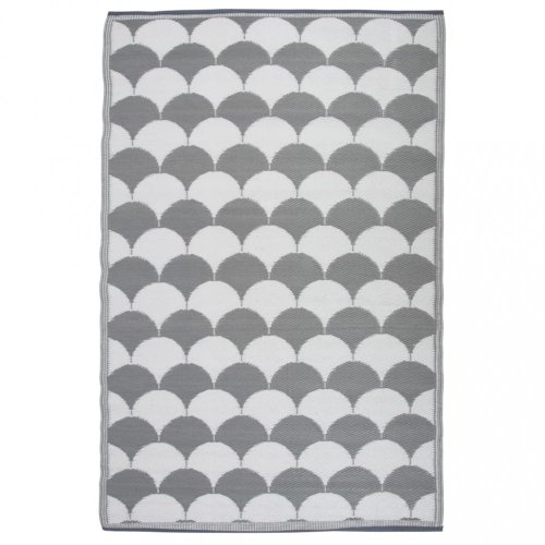 Venkovní koberec 121x180 cm Dekorhome - BAREVNÁ VARIANTA: Vzor půlměsíc šedá / bílá