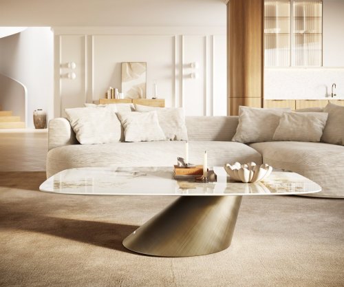 Konferenčný stolík Edge zaoblený 140x80 cm keramika Minas Melange