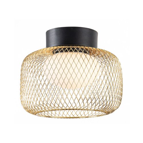 Lampa sufitowa Sopra 25 czarno złota klosz druciany do salonu GX53