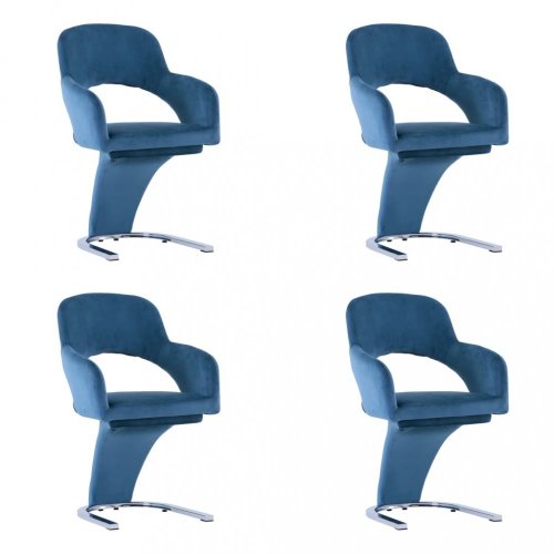 Jídelní židle 4 ks samet / chrom Dekorhome - BAREVNÁ VARIANTA: Modrá