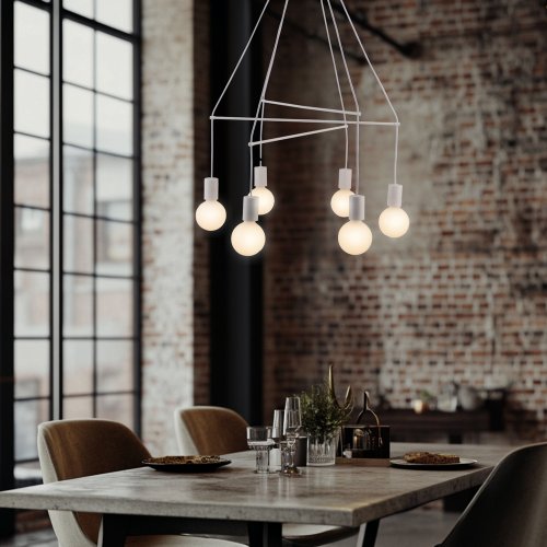 Závesná lampa matná biela 6xE27 dvojitý okruh Alto