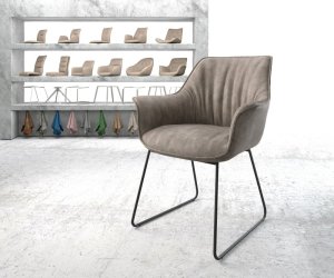 Jedálenská stolička Keila-Flex s podrúčkami taupe vintage tenká