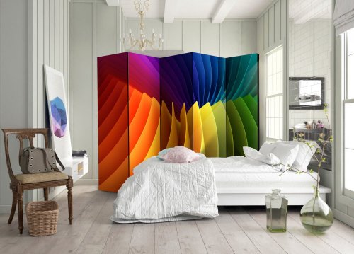 Paraván Rainbow Wave Dekorhome - ROZMĚR: 225x172 cm (5-dílný)