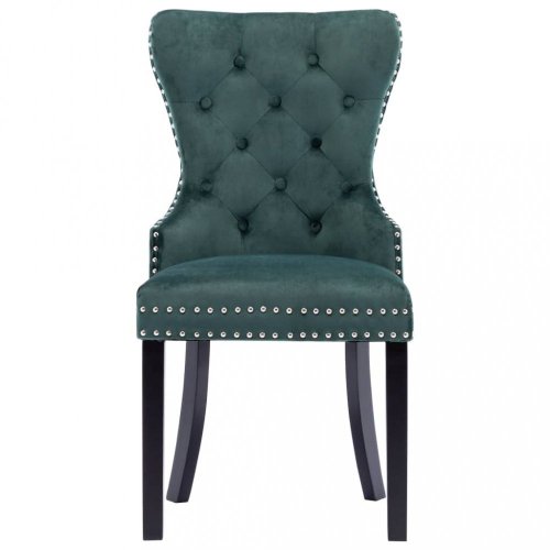 Jídelní židle 2 ks samet / kaučukovník Dekorhome - BAREVNÁ VARIANTA: Tmavě zelená