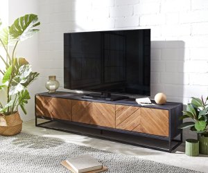 TV stolek Famke 175 cm mango teak 3 dvířka