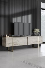 TV stolek Luxe - Travertine, Gold