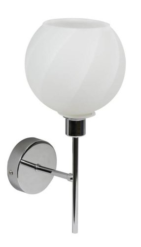 Nástenná lampa Raul chrómová s bielym skleneným tienidlom