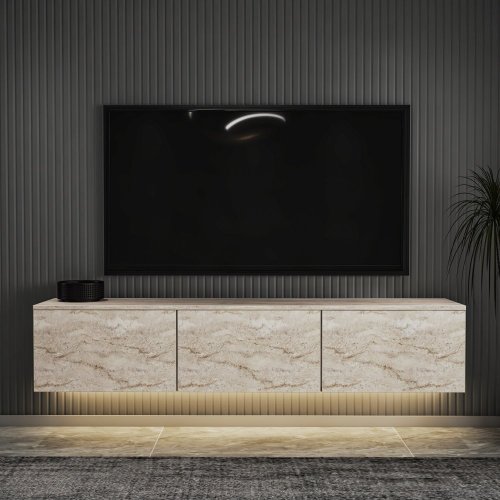 TV stolek Neon Illuminated - Travertine